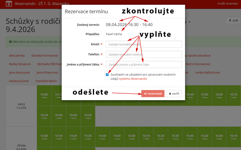 Postup rezervace 2